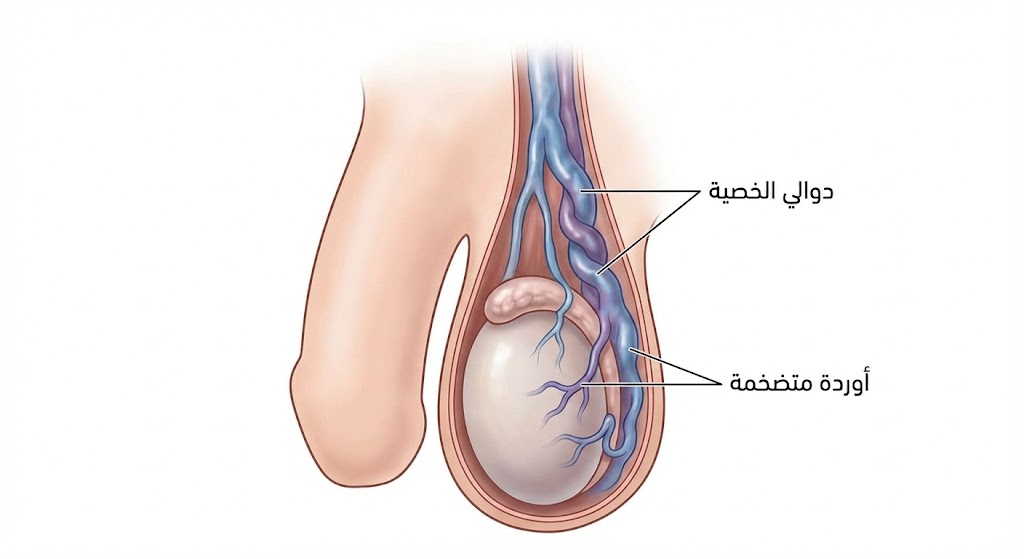 شكل الخصية المصابة بالدوالي
